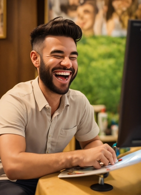 Smile, Beard, Happy, Fun, Community, Table