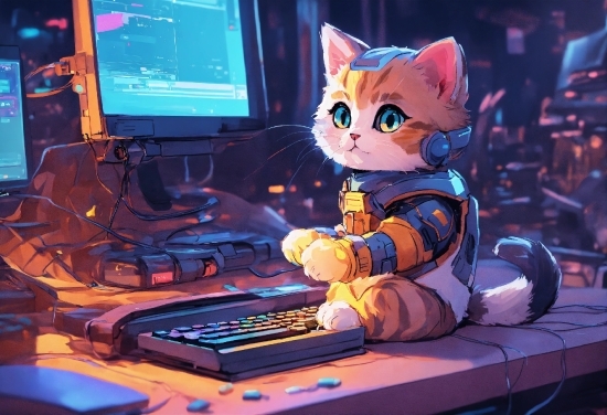 Computer, Personal Computer, Entertainment, Musical Keyboard, Felidae, Computer Keyboard