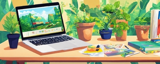 Computer, Personal Computer, Plant, Laptop, Flowerpot, Green