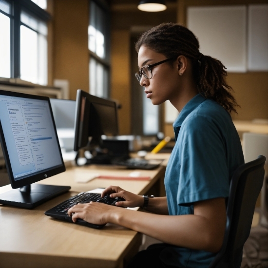 Glasses, Computer, Personal Computer, Table, Furniture, Computer Keyboard