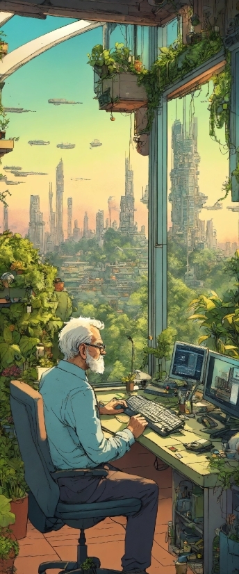 Daytime, Building, Plant, Skyscraper, Computer Keyboard, Computer Monitor