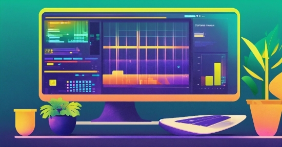 Plant, Computer, Output Device, Table, Computer Monitor, Houseplant