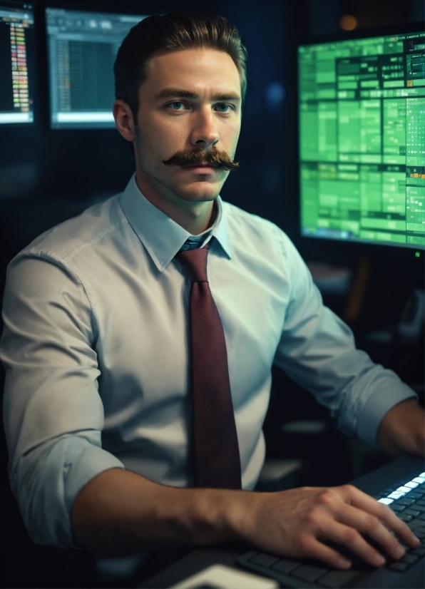 Dress Shirt, Tie, Flash Photography, Peripheral, Computer, Collar