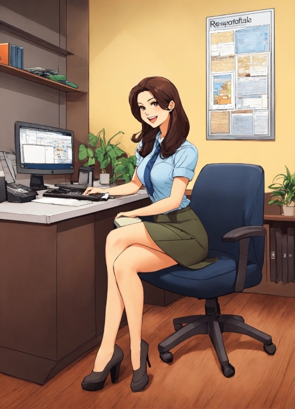 Computer, Furniture, Leg, Personal Computer, Plant, Smile