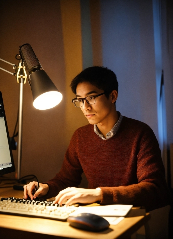 Glasses, Personal Computer, Computer, Table, Peripheral, Light