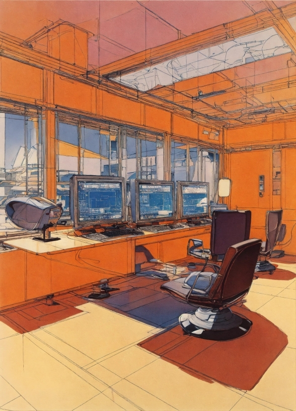 Orange, Floor, Flooring, Engineering, Machine, Building