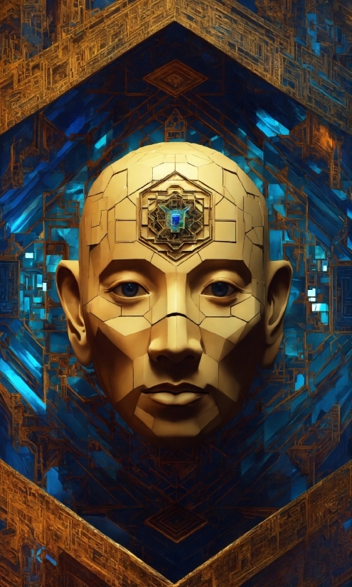 Blue, Temple, Art, Sculpture, Symmetry, Artifact