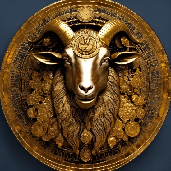 Artifact, Gold, Font, Art, Working Animal, Argali