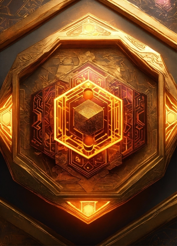 Amber, Gold, Wood, Font, Symmetry, Art