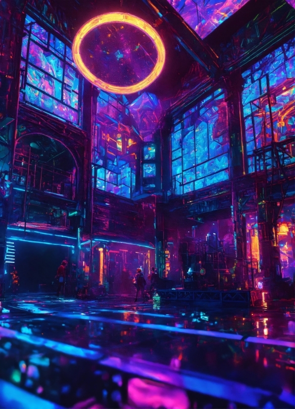 Building, Purple, Light, Lighting, Interior Design, Entertainment