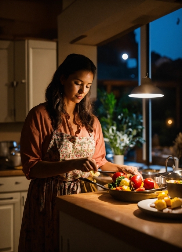 Food, Table, Tableware, Cabinetry, Countertop, Plant