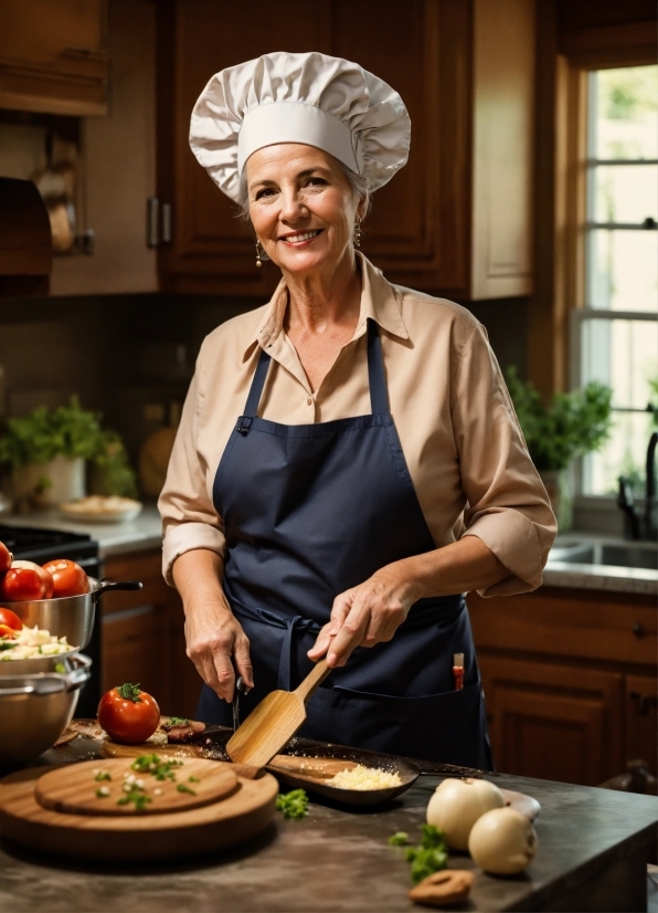 Food, Smile, Tableware, Plant, Apron, Chef