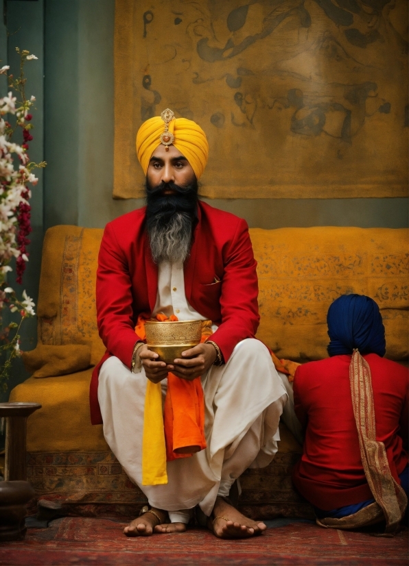 Beard, Event, Hat, Sitting, Turban, Facial Hair