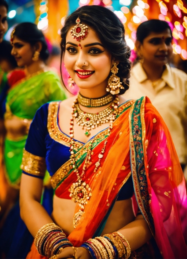 Smile, Sari, Temple, Happy, Makeover, Necklace