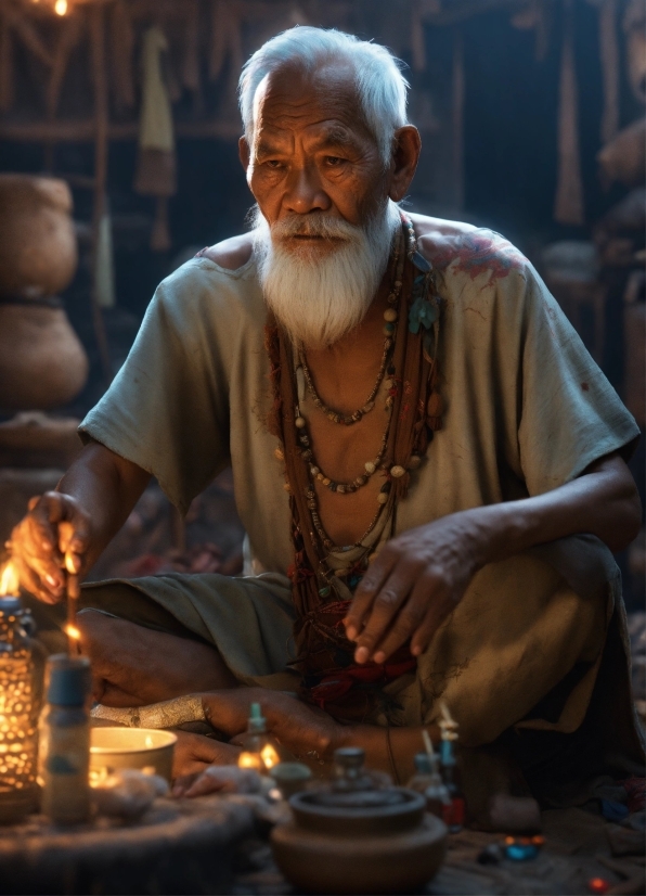 Human, Temple, Beard, Event, Sitting, Facial Hair