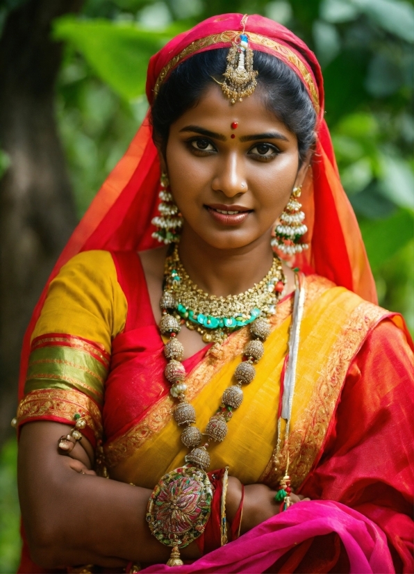 Clothing, Skin, Smile, Sari, Human Body, Temple