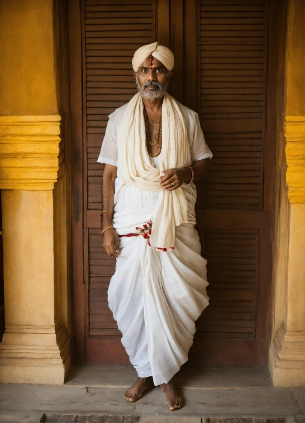 Sleeve, Yellow, Turban, Door, Formal Wear, Wood