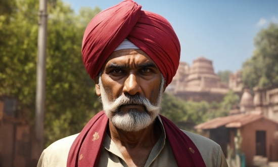 Clothing, Forehead, Temple, Sky, Wrinkle, Turban