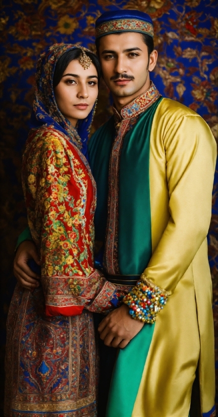 Blue, Temple, Sari, Sleeve, Textile, Flash Photography