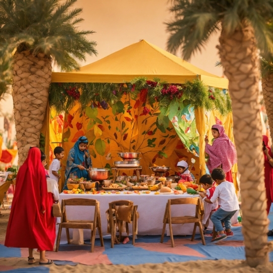 Table, Furniture, Decoration, Temple, Tree, Tablecloth