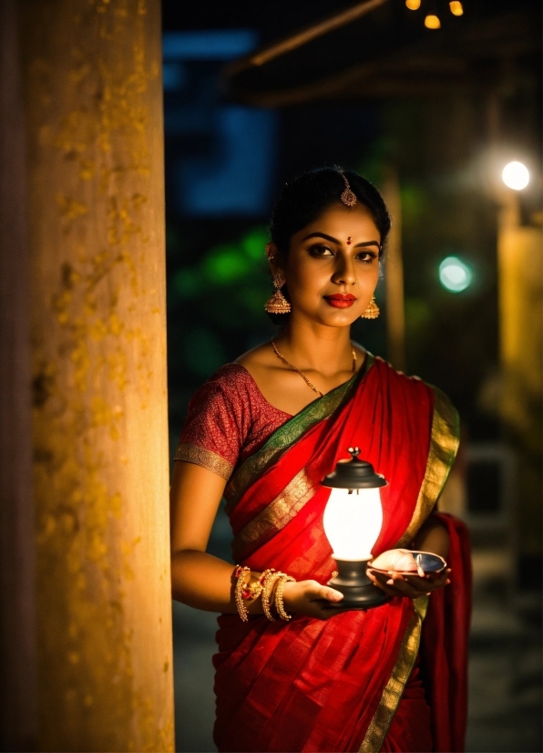 Flash Photography, Lighting, Sari, Smile, Black Hair, Fashion Design