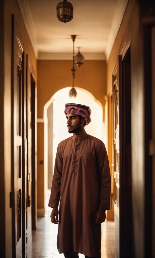 Light, Hat, Sleeve, Lighting, Beard, Headgear