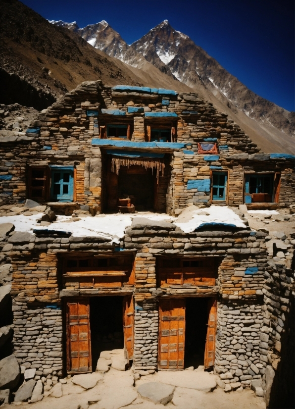 Sky, Mountain, Building, Window, Wood, Building Material