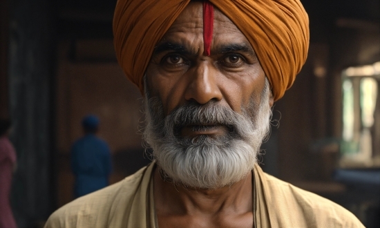 Forehead, Chin, Beard, Wrinkle, Turban, Facial Hair