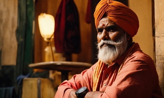 Chin, Watch, Beard, Turban, Facial Hair, Wrinkle