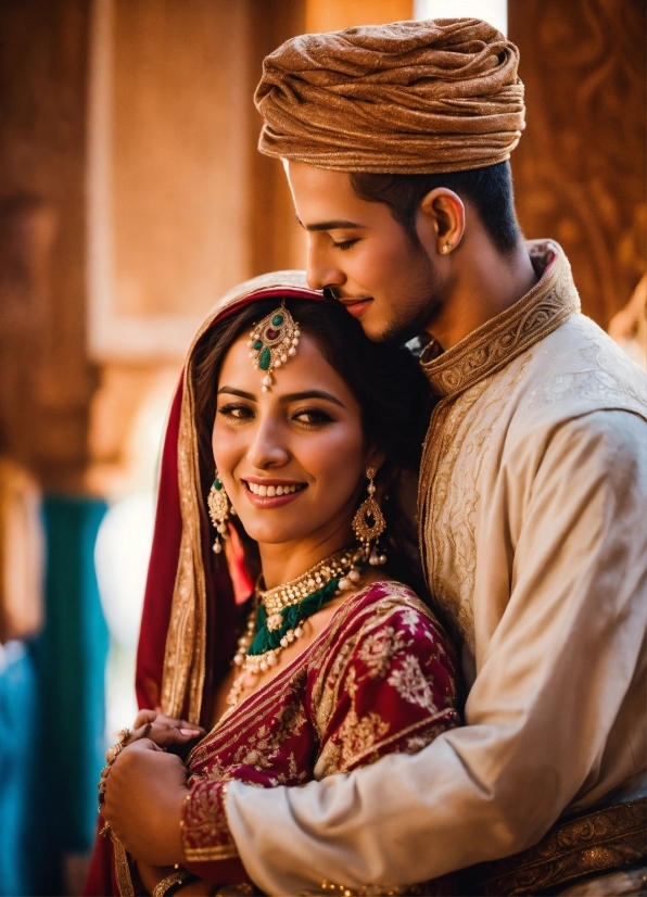 Hand, Facial Expression, Bride, Wedding Dress, Smile, Temple