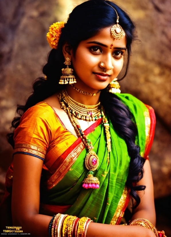 Skin, Green, Human Body, Flash Photography, Sari, Temple