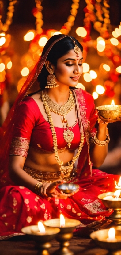 Clothing, Human Body, Temple, Lighting, Sari, Bangle