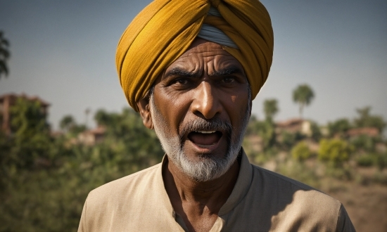 Clothing, Forehead, Sky, Smile, Turban, Happy