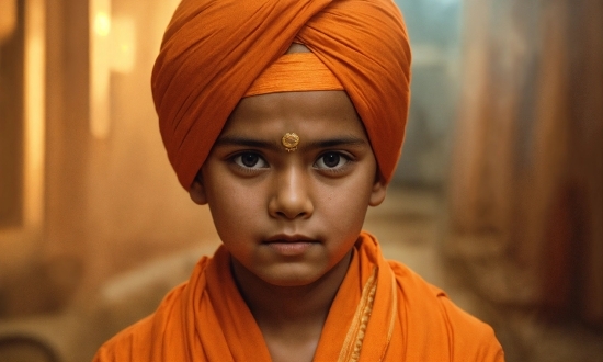 Forehead, Head, Chin, Eye, Orange, Turban