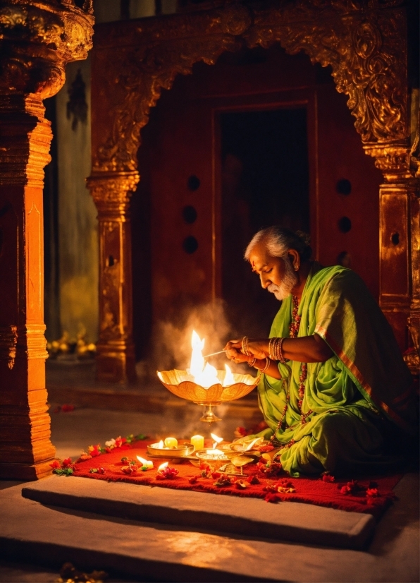 Amber, Temple, Candle, Heat, Plant, Tints And Shades