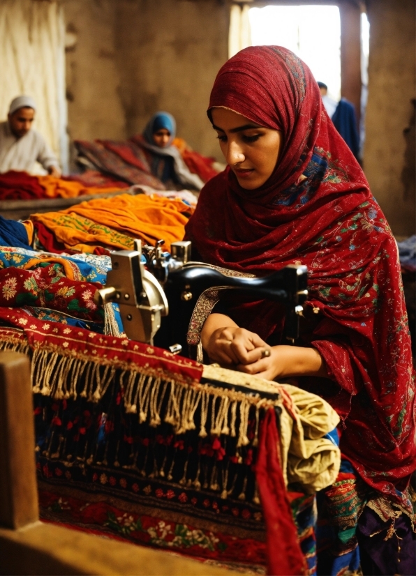 Temple, Textile, Selling, Market, People, City