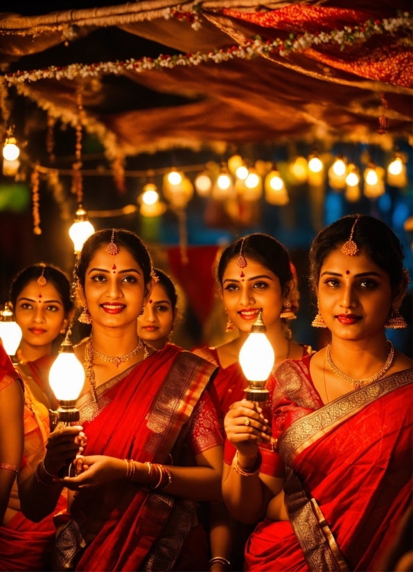 Smile, Temple, Flash Photography, Happy, Sari, Entertainment