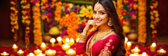 Smile, Facial Expression, Decoration, Sari, Human, Temple