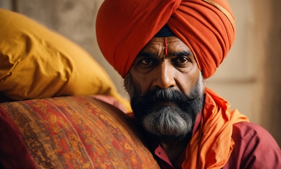 Forehead, Eye, Facial Hair, Wrinkle, Turban, Landscape