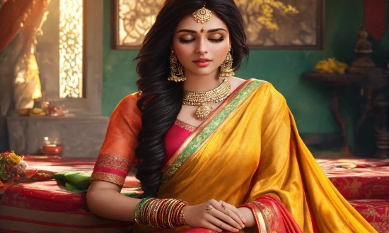 Facial Expression, Sari, Human, Fashion, Temple, Fashion Design