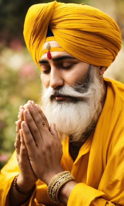 Organ, Human, Yellow, Gesture, Beard, Turban