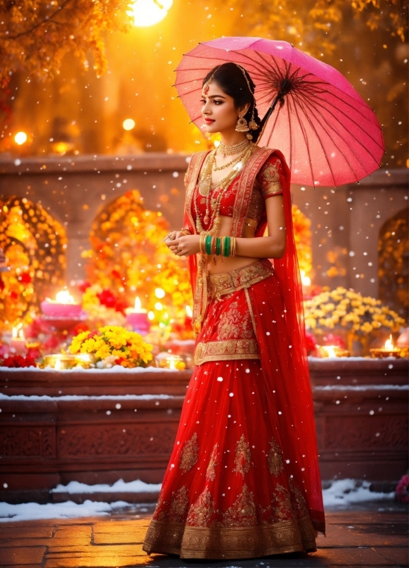 Photograph, Light, Umbrella, Flash Photography, Sari, Temple