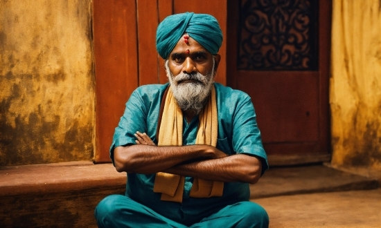 Blue, Human, Beard, Smile, Temple, Curtain