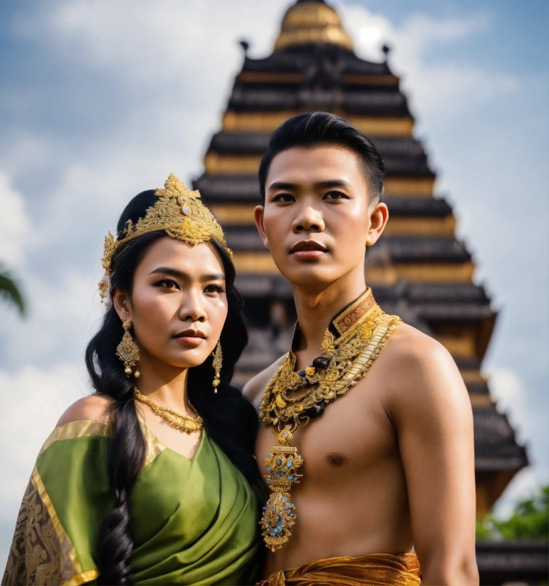 Sky, Cloud, Temple, Happy, Yellow, Earrings