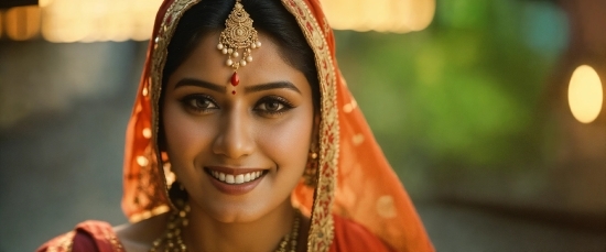 Smile, Head, Eye, Eyelash, Sari, Bride