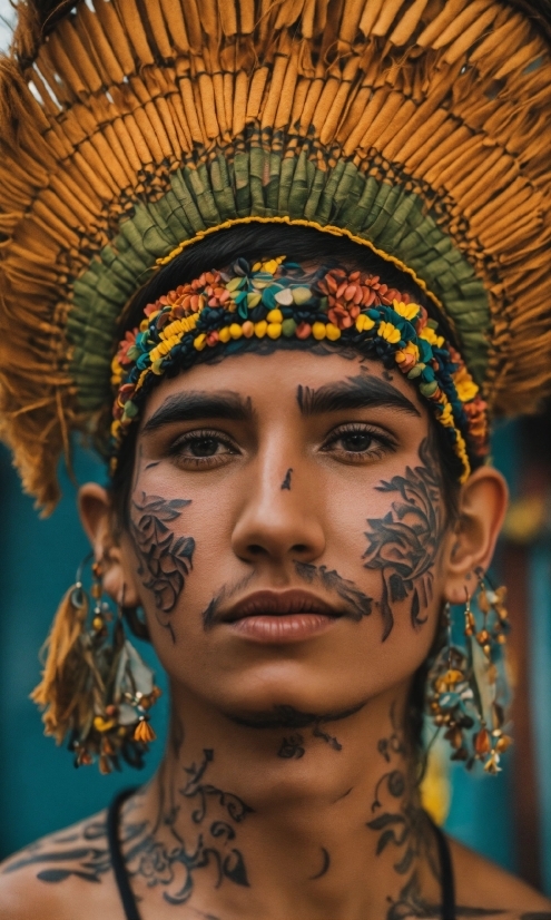 Chin, Eye, Organ, Human, Headgear, Feather