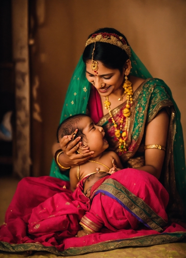 Skin, Eye, Facial Expression, Sari, Temple, Happy