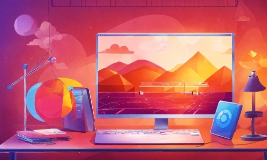 Orange, Entertainment, Art, Table, Output Device, Sky