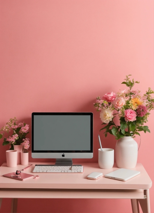 Flower, Table, Plant, Furniture, Computer, Personal Computer