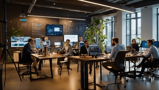 Furniture, Table, Chair, Computer, Building, Interior Design